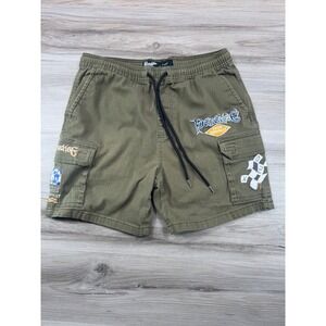 Brooklyn Cloth Mens Olive Green Paradise Graphic Cargo Shorts 7 Inch Inseam M